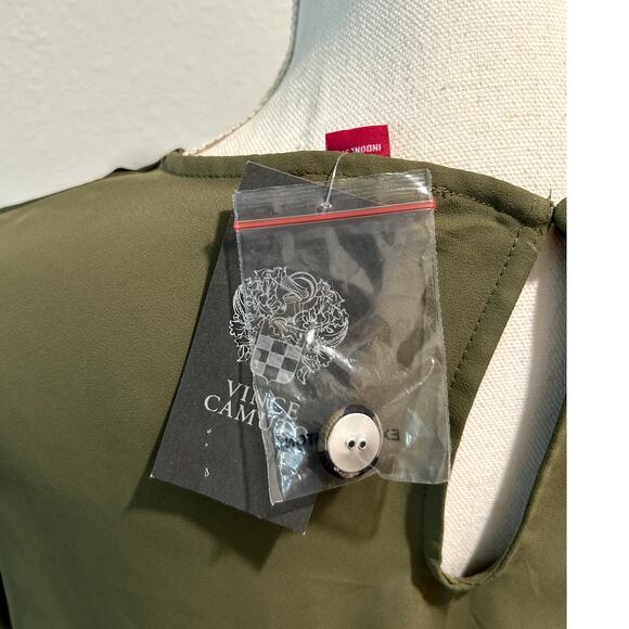 Vince Camuto Women's Contrast-Trim Long-Sleeve Top Size Small Olive Color New - Picture 8 of 10